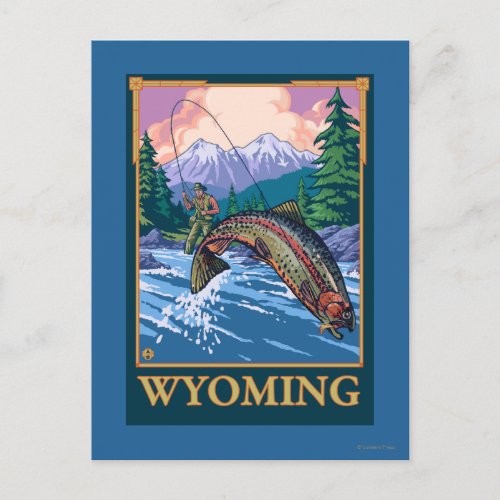 Fly Fishing Scene _ Wyoming Postcard
