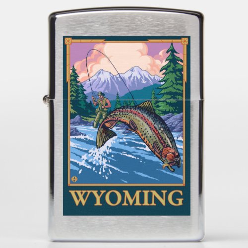 Fly Fishing Scene _ Wyoming Zippo Lighter