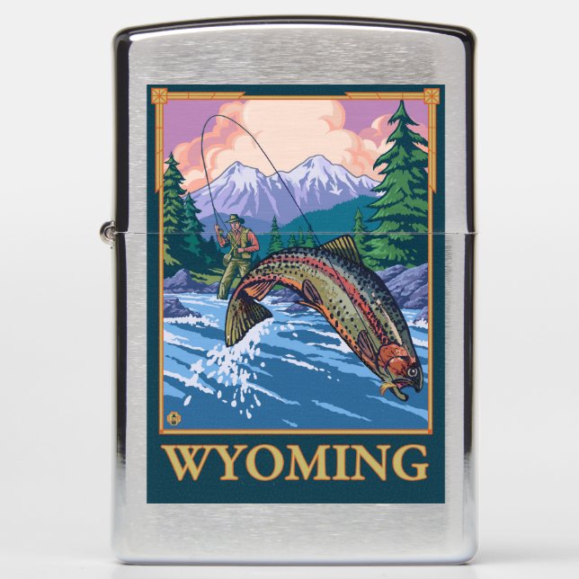 Fly Fishing Scene - Wyoming Zippo Lighter (Front)