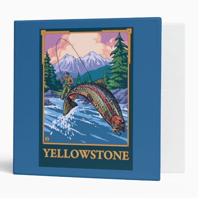 Fly Fishing Scene - Yellowstone National Park Binder (Front/Inside)