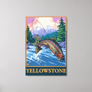 Fly Fishing Scene - Yellowstone National Park Canvas Print