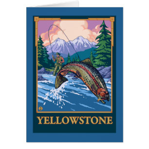 Fly Fishing Scene - Yellowstone National Park Cards