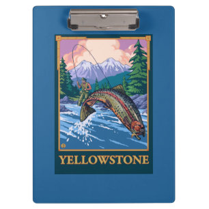 Fly Fishing Scene - Yellowstone National Park Clipboard