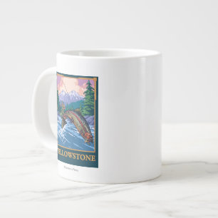 Fly Fishing Scene - Yellowstone National Park Giant Coffee Mug