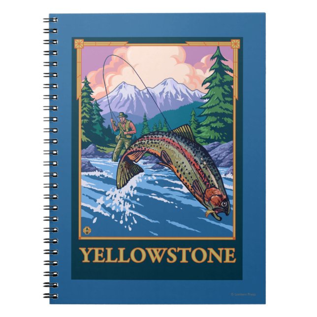 Fly Fishing Scene - Yellowstone National Park Notebook (Front)