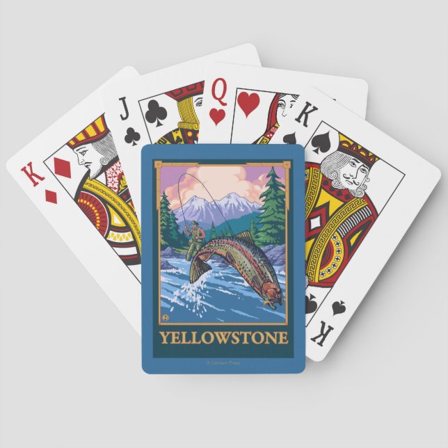 Fly Fishing Scene - Yellowstone National Park Poker Cards (Back)