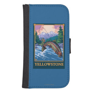 Fly Fishing Scene - Yellowstone National Park Wallet Phone Case For Samsung Galaxy S4