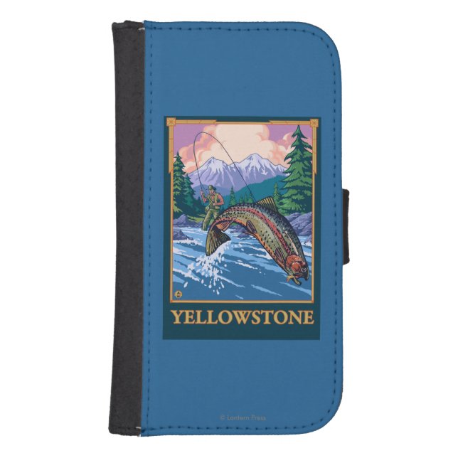 Fly Fishing Scene - Yellowstone National Park Samsung Galaxy Wallet Case (Front)