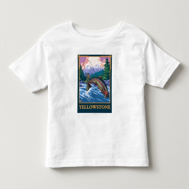 Fly Fishing Scene - Yellowstone National Park Toddler T-shirt (Front)