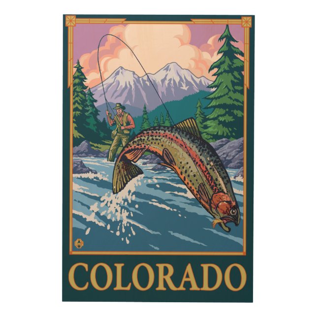 Fly Fishing SceneColorado Wood Wall Decor (Front)