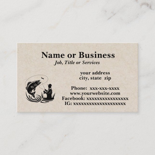 Fly fishing silhouette business card (Front)