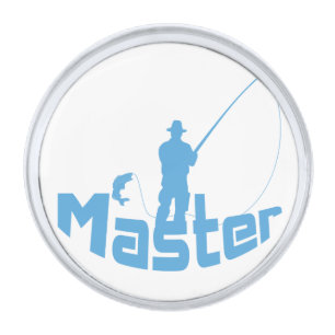 Fly fishing silver finish lapel pin