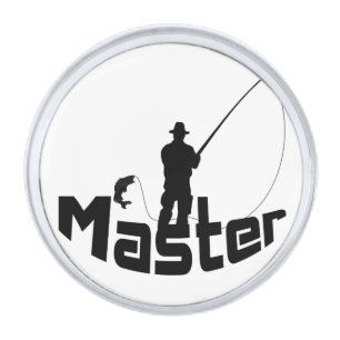 Fly fishing silver finish lapel pin