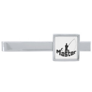 Fly fishing silver finish tie bar