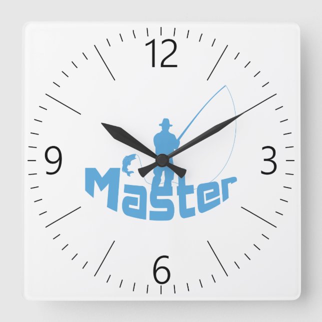 Fly fishing square wall clock (Front)