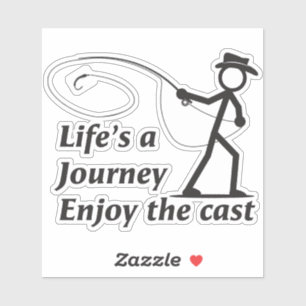 Fly Fishing stick figure guy casting a nymph Sticker