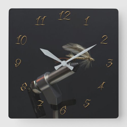 Fly fishing store square wall clock