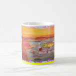 fly fishing sunset art coffee mug