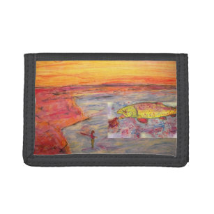 fly fishing sunset art trifold wallet