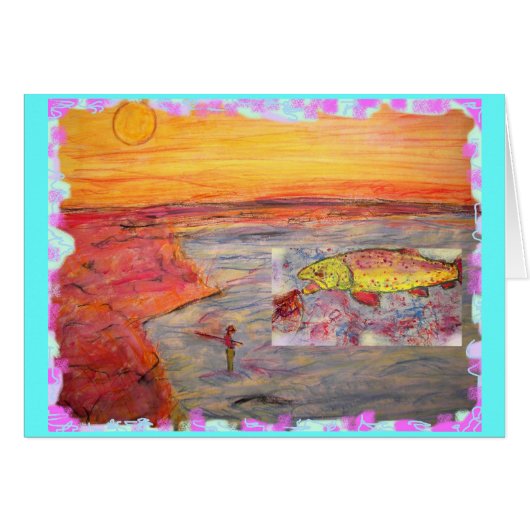 fly fishing sunset cards (Front Horizontal)