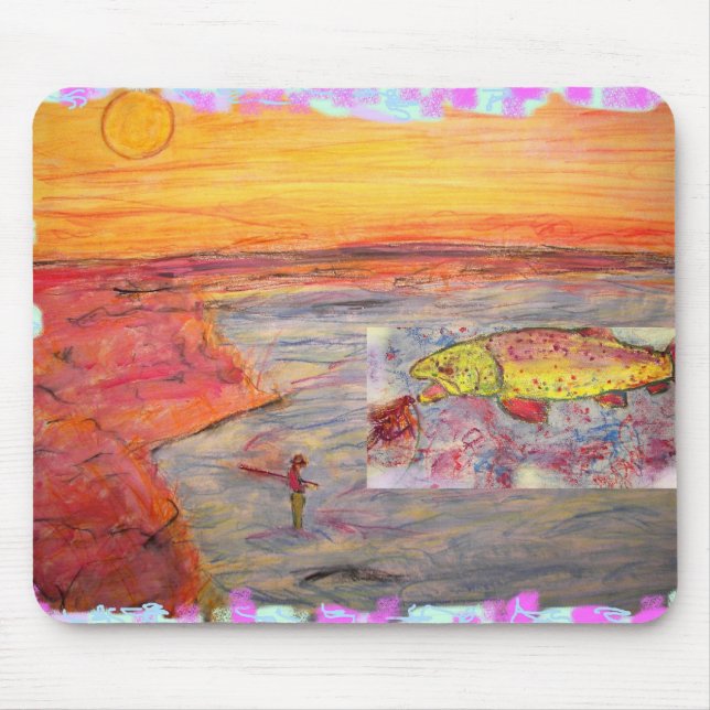 Fly Fishing Sunset Mouse Pad (Front)