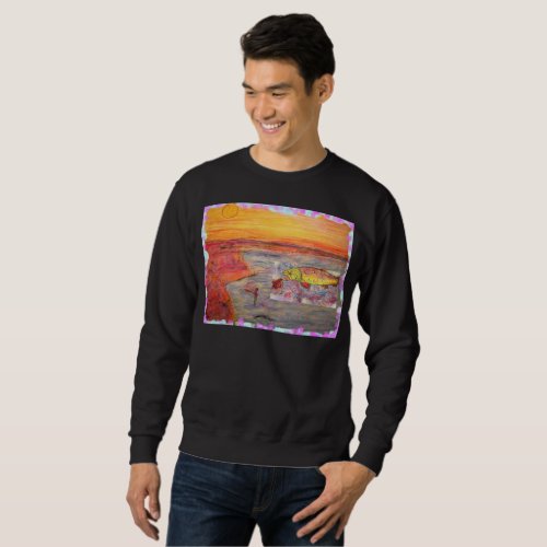 fly fishing sunset sweatshirt