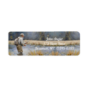 Fly Fishing the River Return Address Label