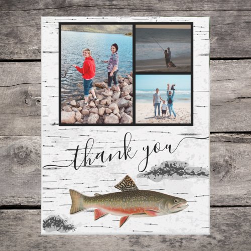 Fly Fishing Theme  3 photo collage  T Thank You Card