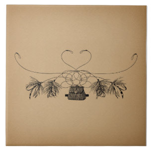 Fly Fishing Themed Vintage Art Ceramic Tile
