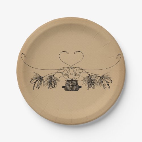 Fly Fishing Themed Vintage Art Paper Plates