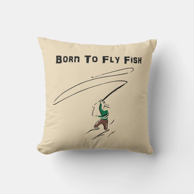 Fly Fishing Throw Pillow (Front)