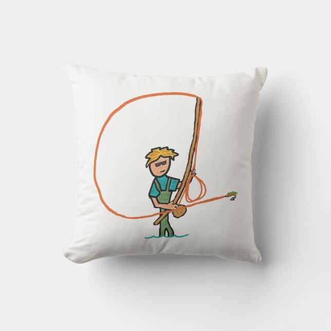 Fly Fishing Throw Pillow (Front)