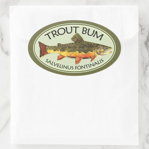 Fly Fishing Trout Bum Oval Sticker Zazzle