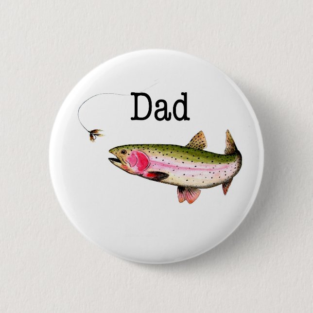 Fly fishing trout salmon  button (Front)