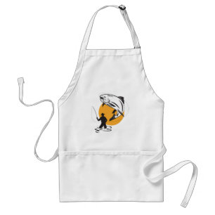 Fly Fishing Trout Sunset Silhouette Adult Apron
