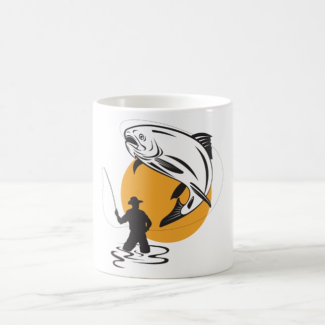 Fly Fishing Trout Sunset Silhouette Coffee Mug (Creator Uploaded)