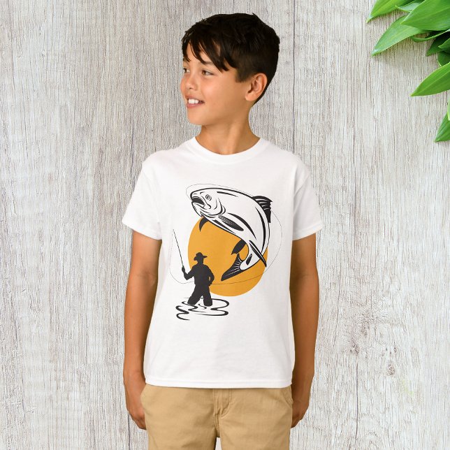 Fly Fishing Trout Sunset Silhouette T-Shirt (Creator Uploaded)
