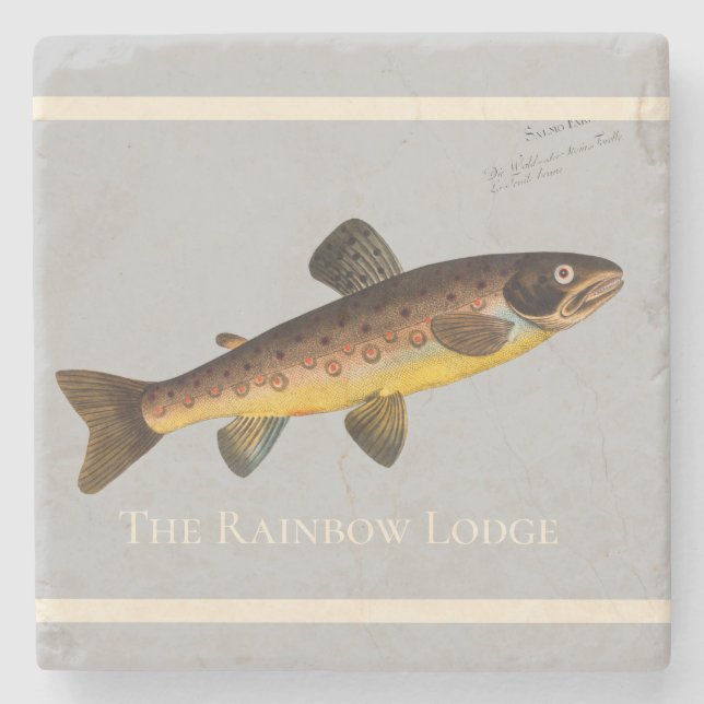 Fly Fishing Trout Watercolor Gray  Stone Coaster (Front)