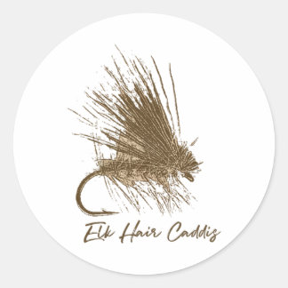Fly Fishing Vintage Elk Hair Caddis Drawing Classic Round Sticker