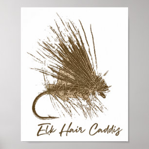 Fly Fishing Vintage Elk Hair Caddis Drawing Poster