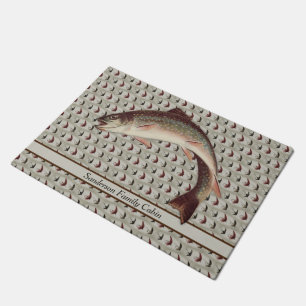 Fly Fishing Vintage Flies Rainbow Trout Doormat