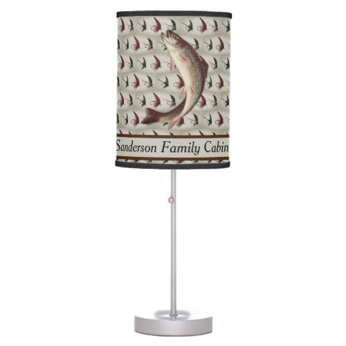 Fly Fishing Vintage Flies Rainbow Trout Table Lamp