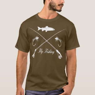 Fly fishing with rod fly and trout T-Shirt