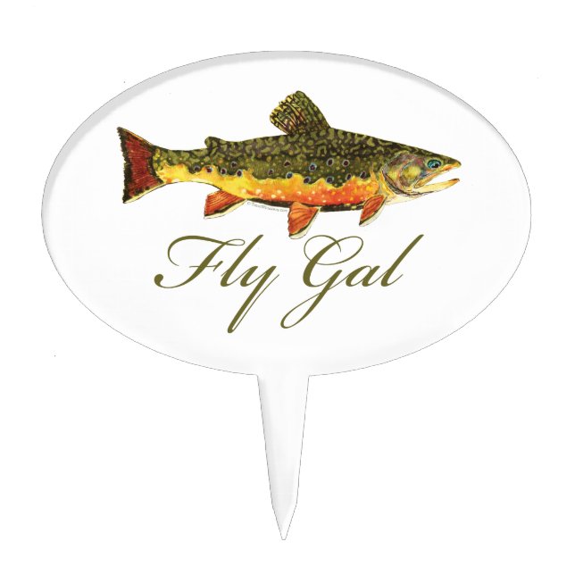 Fly Fishing Woman Cake Topper (Front)