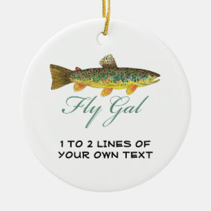 Fly Fishing Woman Ceramic Ornament