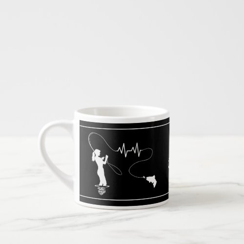 Fly Fishing Woman Heartbeat  Monogram Espresso Cup