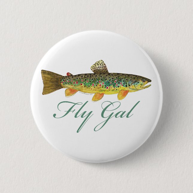 Fly Fishing Woman Pinback Button (Front)