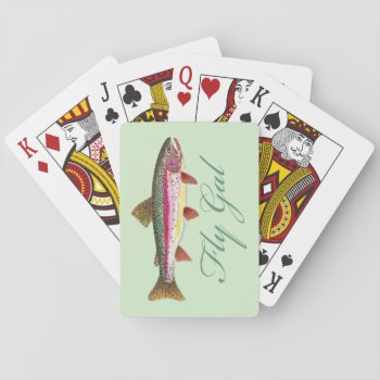 Fly Fishing Woman Playing Cards by TroutWhiskers at Zazzle