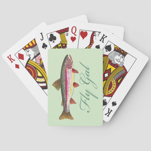 Fly Fishing Woman Poker Cards (Back)