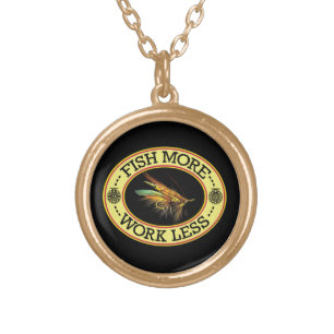 Fly Fishing Woman's Gold Plated Necklace